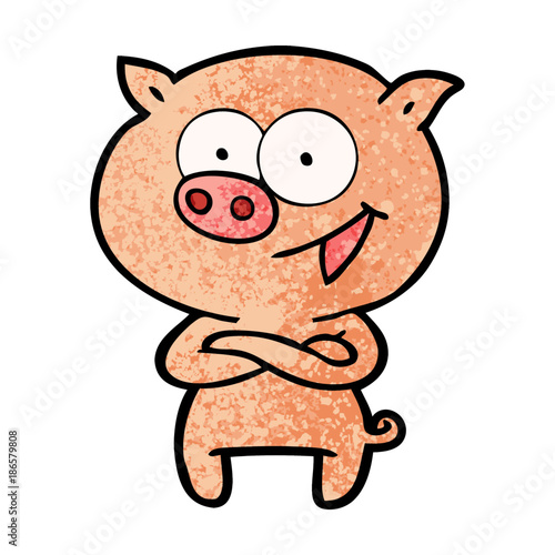 cheerful pig cartoon