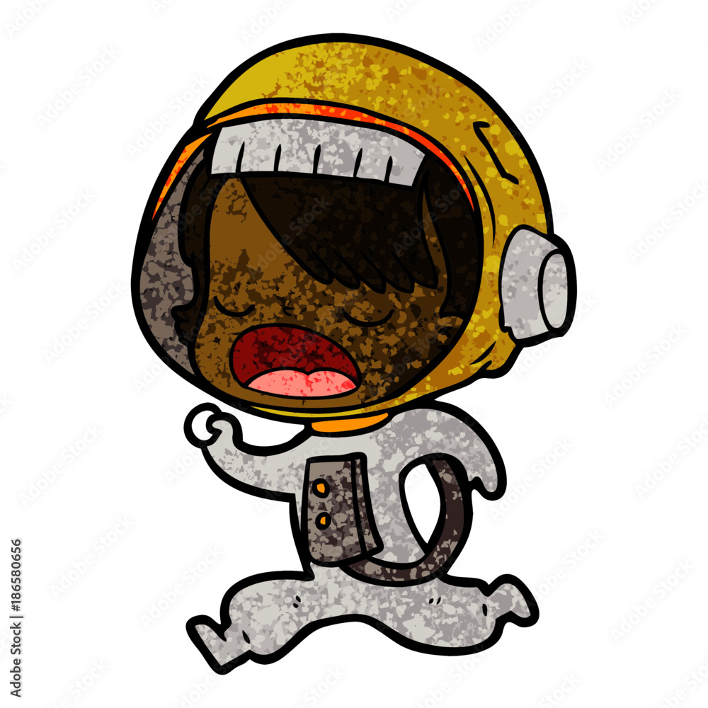 Obraz premium cartoon astronaut woman running