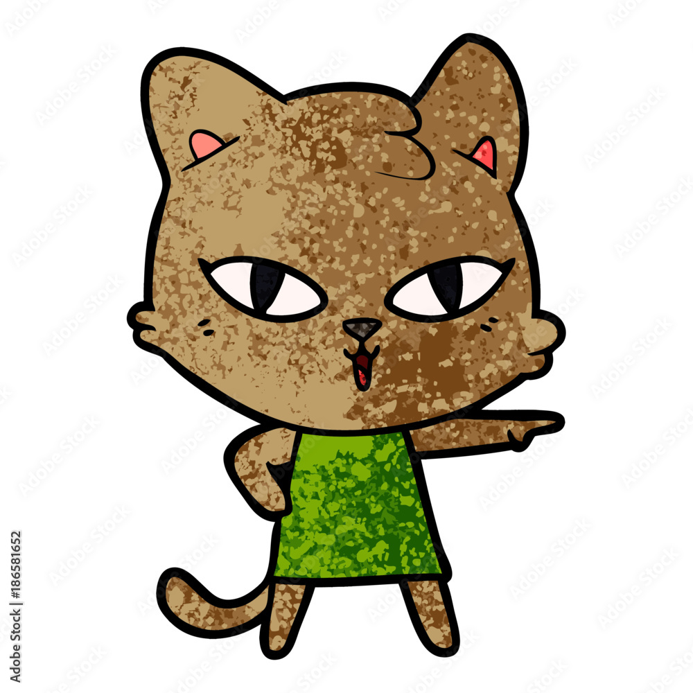 cartoon cat in dress pointing cartoon cat in dress pointing