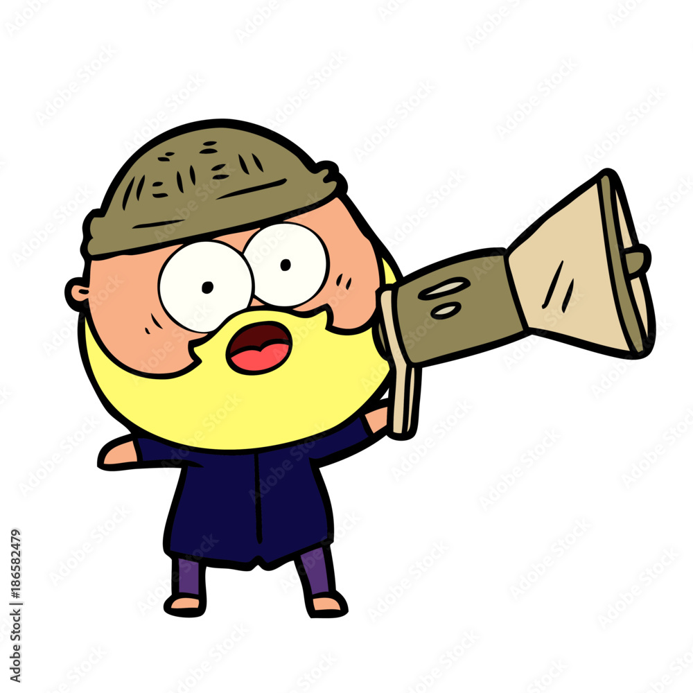 Obraz premium cartoon surprised bearded man