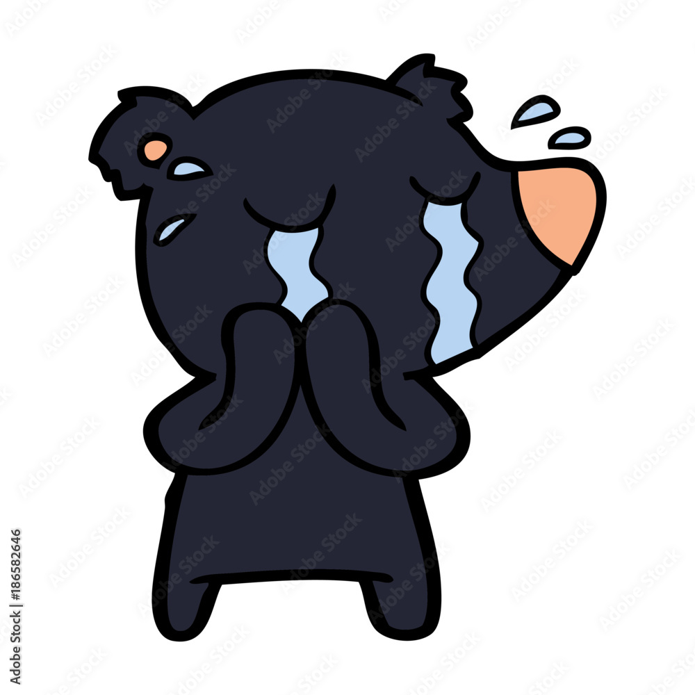 Obraz premium crying bear cartoon character