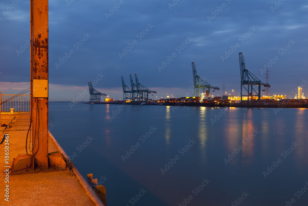 Container Harbor At Night