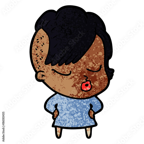 cartoon pretty hipster girl