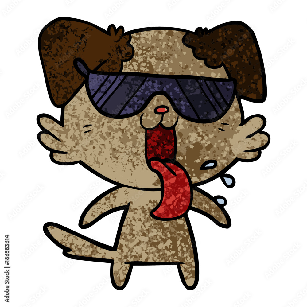 Obraz premium cartoon panting dog in sunglasses