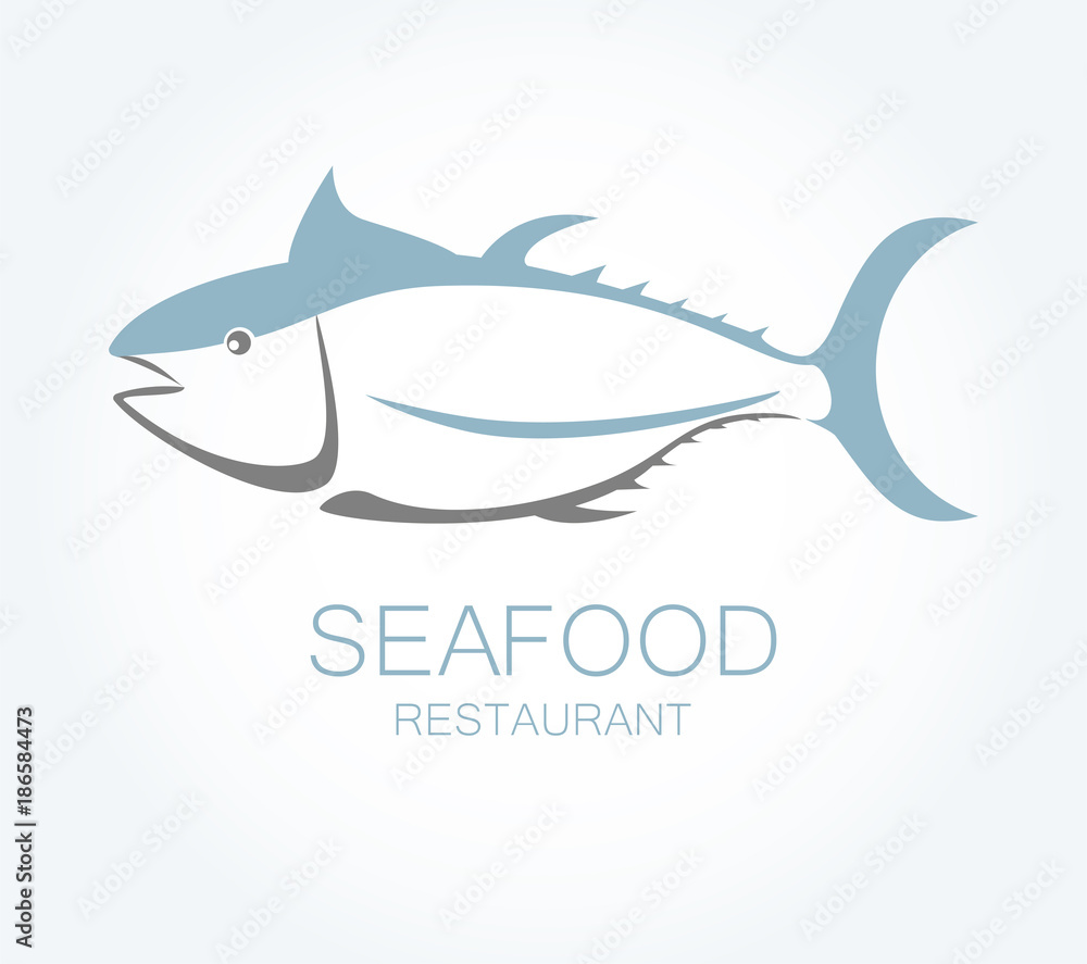 Fish tuna logo icon vector. Seafood restaurant symbol illustration. Fish tuna logo icon vector. Seafood restaurant symbol illustration.