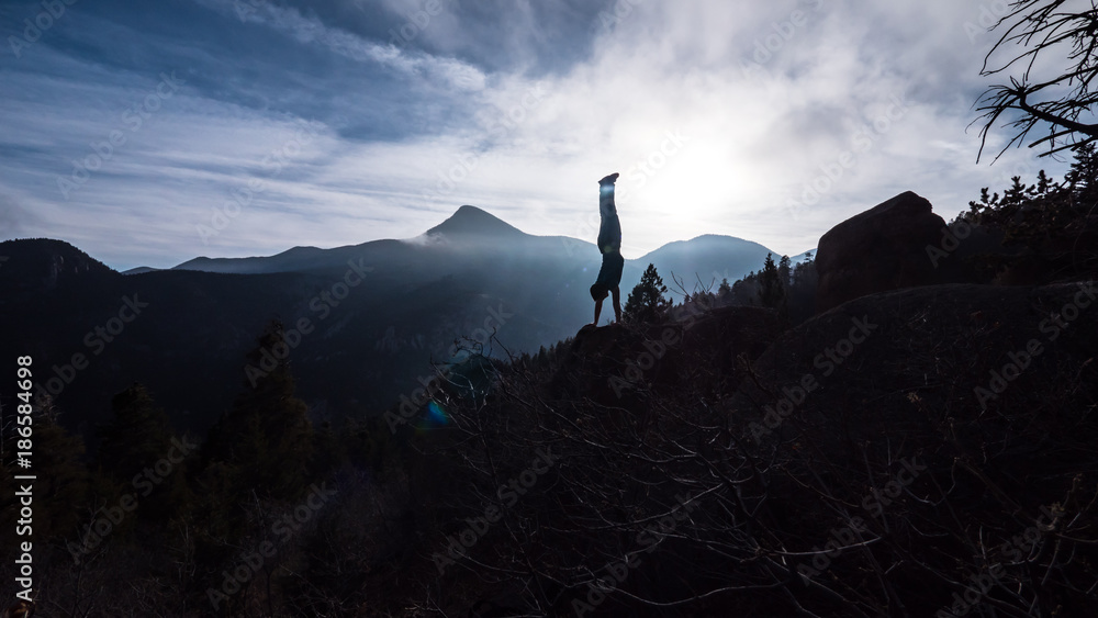 Motivational poster success hand stand in the mountains get in shape fitness Motivational poster success hand stand in the mountains get in shape fitness