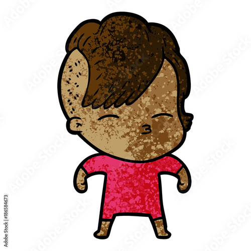 cartoon squinting girl