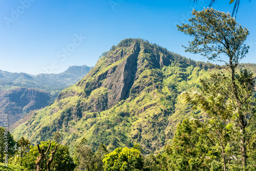 View from the little Adams Peak to the popular Ella Rock. Near the small town Ella in the Uva province of Sri Lanka, the mountain is a famous viewpoint in the region, approx 1400m high © ksl