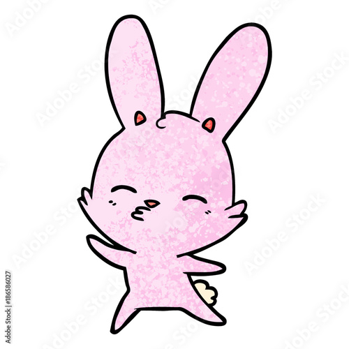 curious waving bunny cartoon