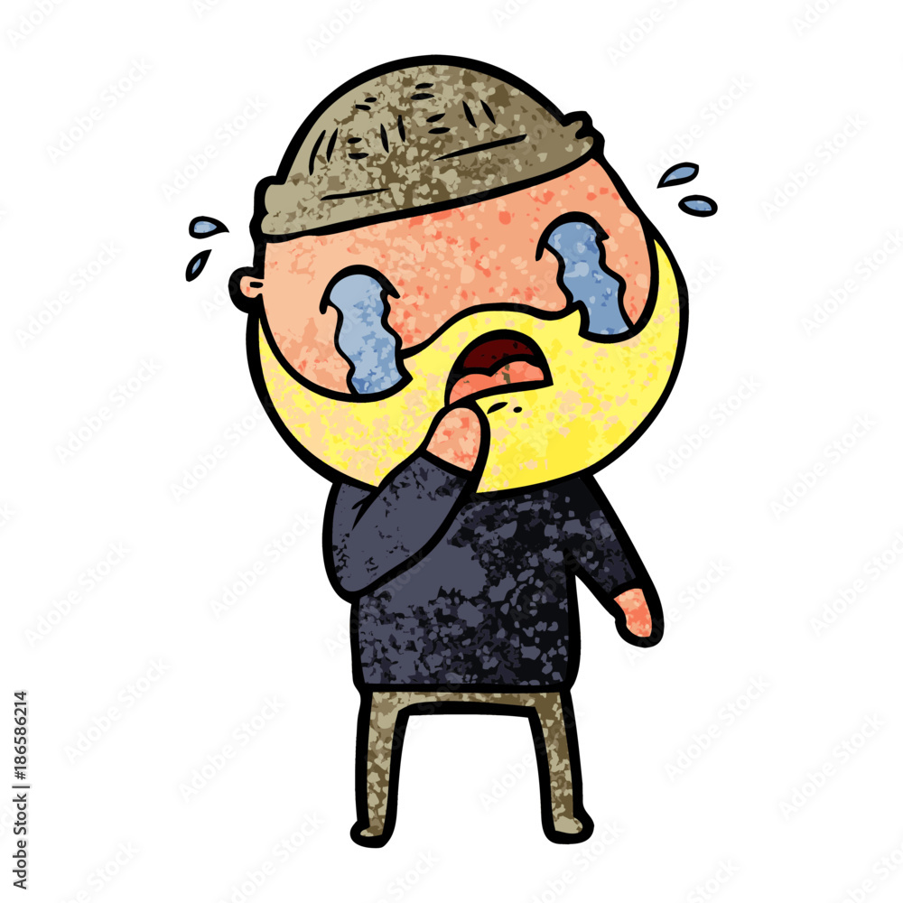 Obraz premium cartoon bearded man crying