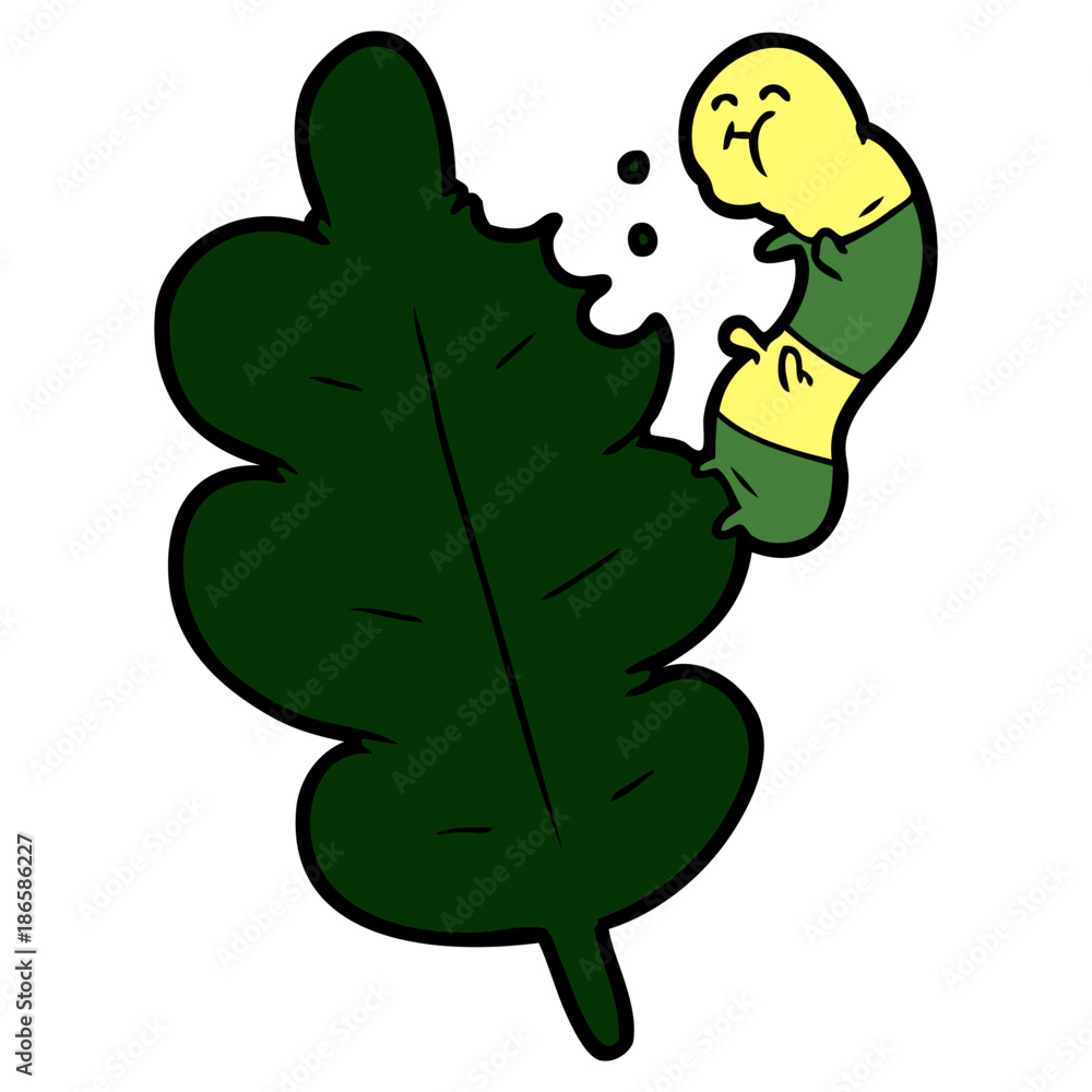 Obraz premium cartoon caterpillar munching leaf