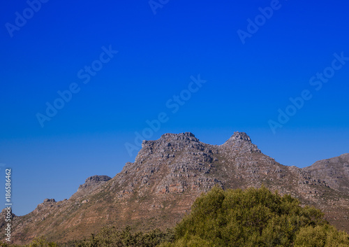 Landscape of Cape Town with seldom view of the Table Mountain without clouds in South Africa