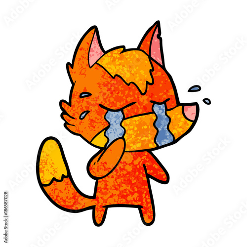 Fototapeta Naklejka Na Ścianę i Meble -  sad little fox cartoon character
