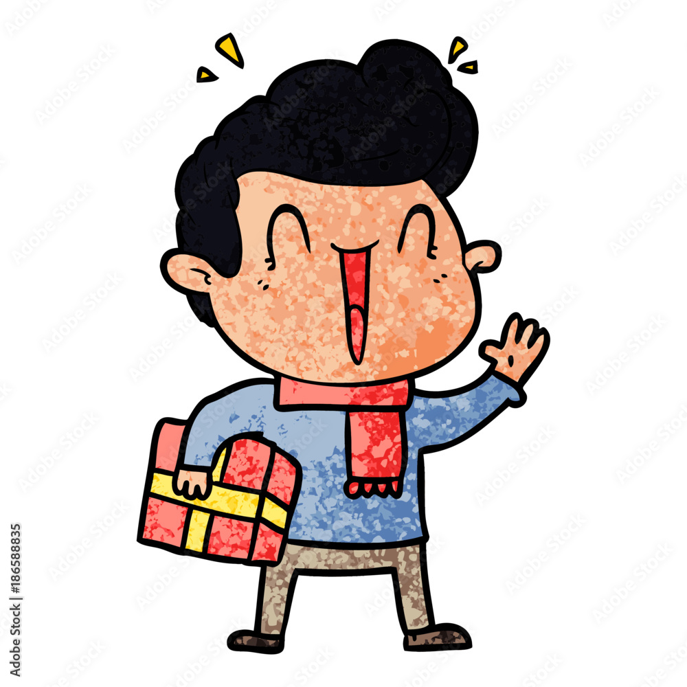 Obraz premium cartoon excited man