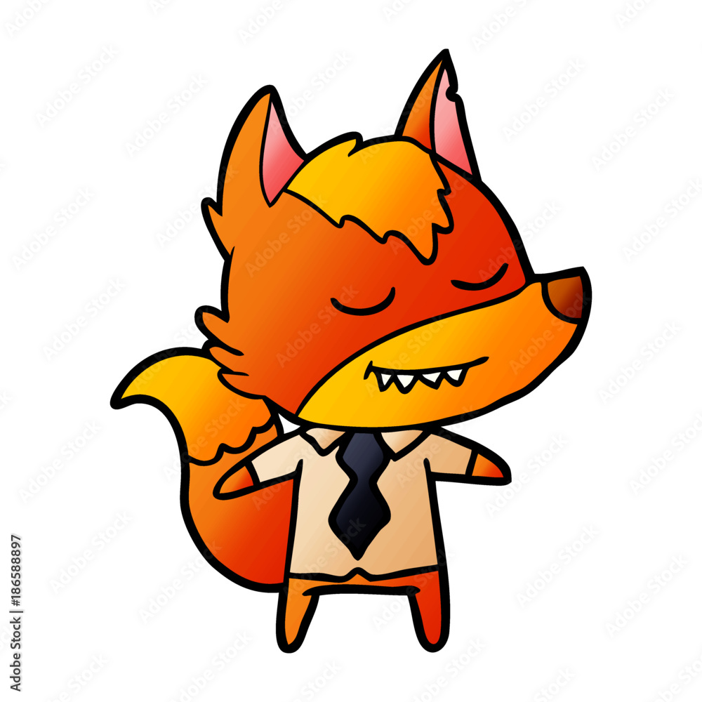 office worker fox cartoon character