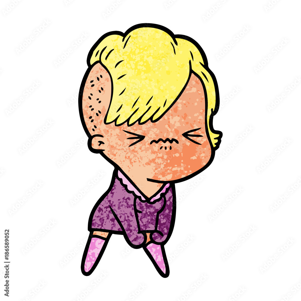 cartoon annoyed hipster girl