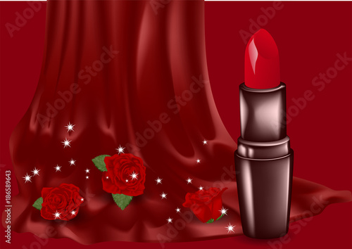 lipstick and roses