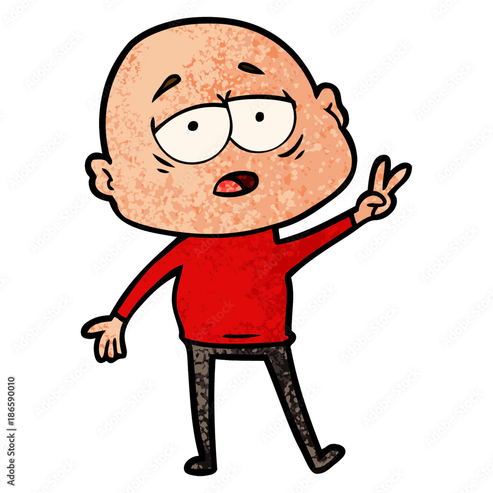 cartoon tired bald man cartoon tired bald man