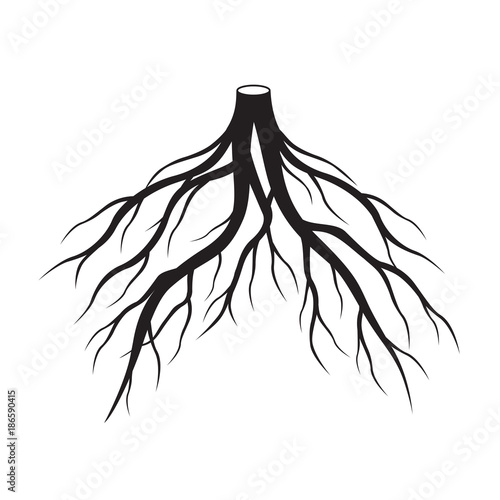 Black Roots Tree. Vector Illustration.