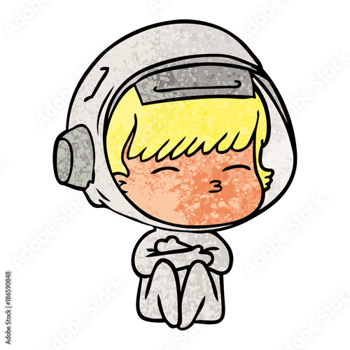 cartoon curious astronaut