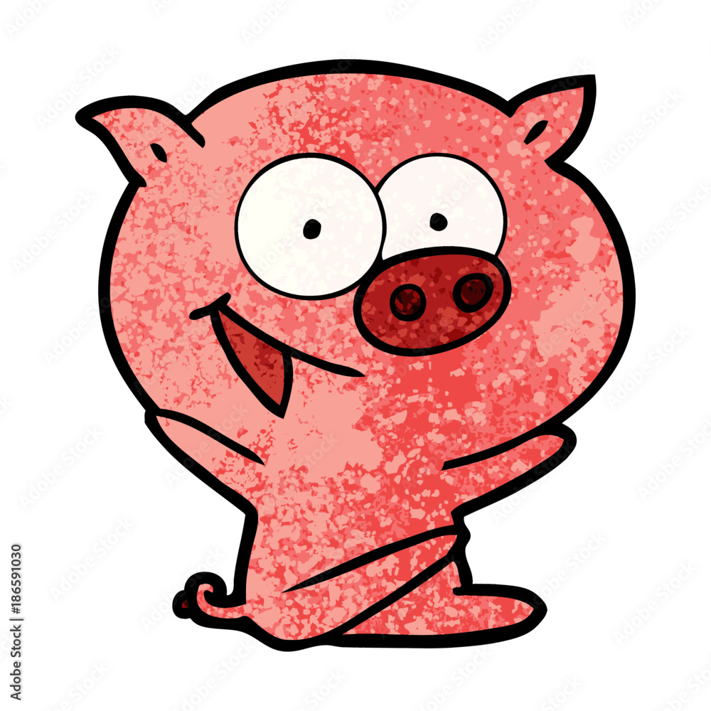 cheerful sitting pig cartoon cheerful sitting pig cartoon