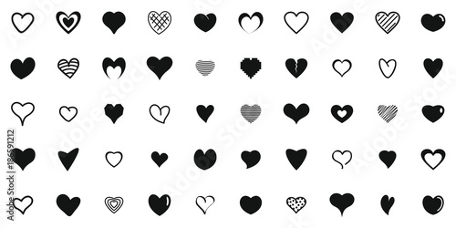 Valokuva Heart shapes icons set