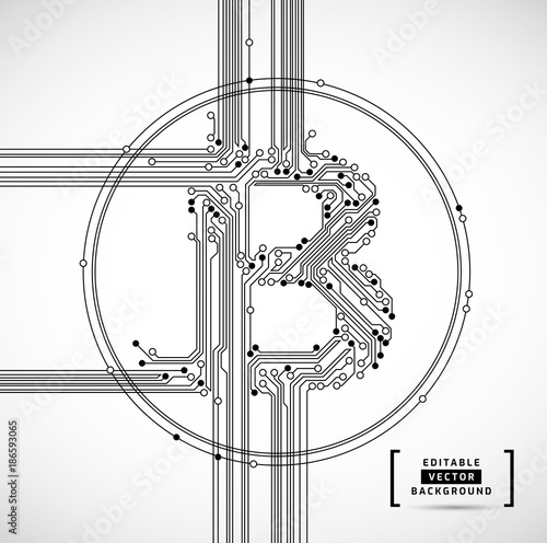 Cryptocurrency symbol abstract business background - vector lines