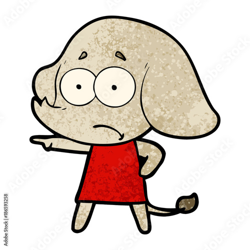 cartoon unsure elephant girl pointing