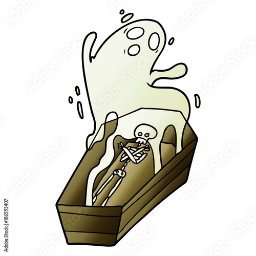 cartoon ghost and coffin
