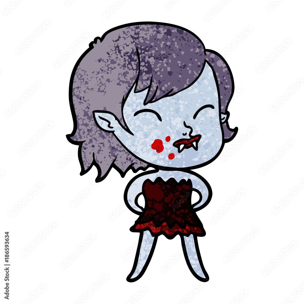 cartoon vampire girl with blood on cheek cartoon vampire girl with blood on cheek