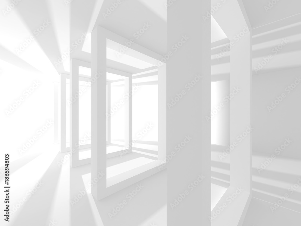 Fototapeta premium White Architecture Construction Modern Interior Background