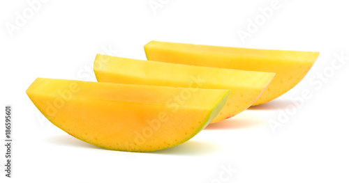Slice mango fruit isolated on white background