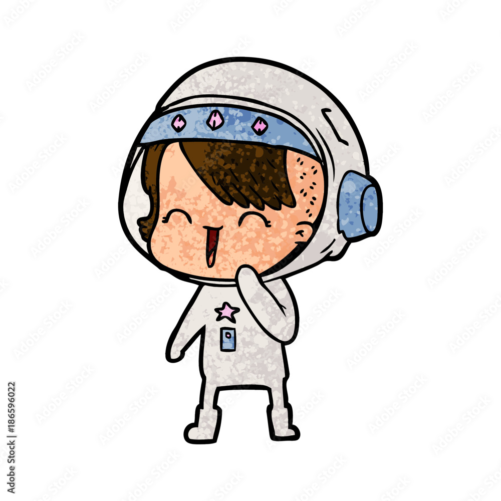 happy cartoon space girl happy cartoon space girl