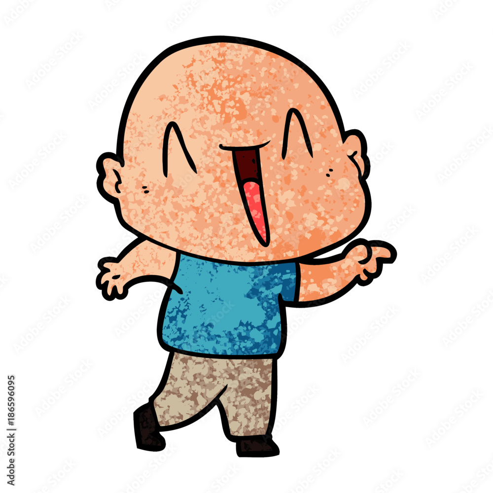 happy cartoon bald man happy cartoon bald man