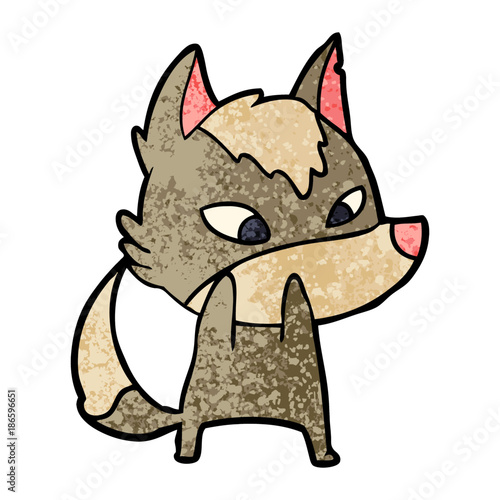 shy cartoon wolf