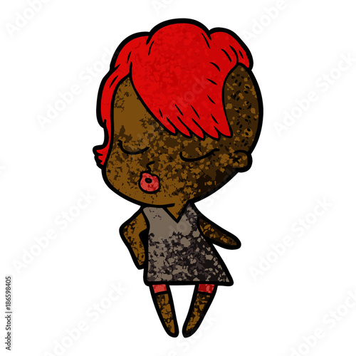 cartoon pretty hipster girl