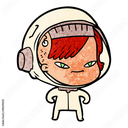 cartoon astronaut woman