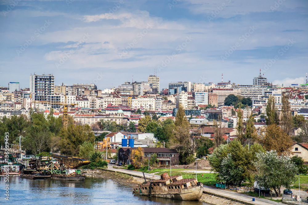 Belgrade, Serbia October 16, 2014: Panorama of Belgrade across the Sava River