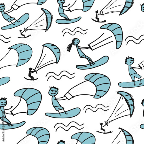 Kiteboarding, seamless pattern for your design
