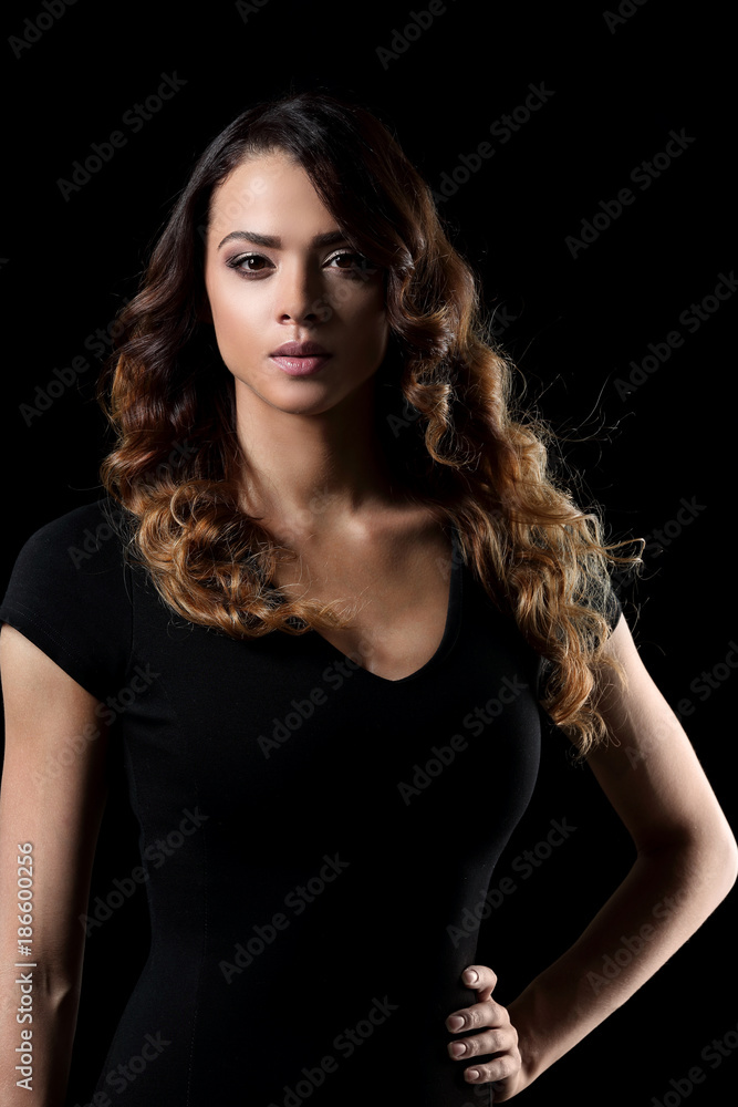 Beautiful and attractive model in black dress. Beautiful and attractive model in black dress.
