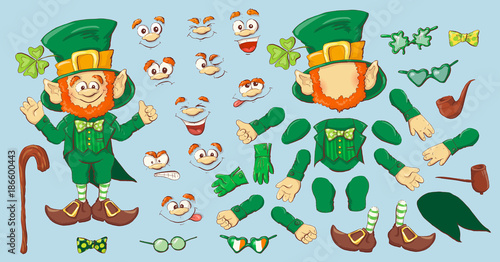 Collection of Leprechaun for Saint Patricks design.