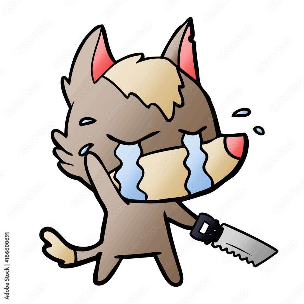 cartoon crying wolf with saw cartoon crying wolf with saw