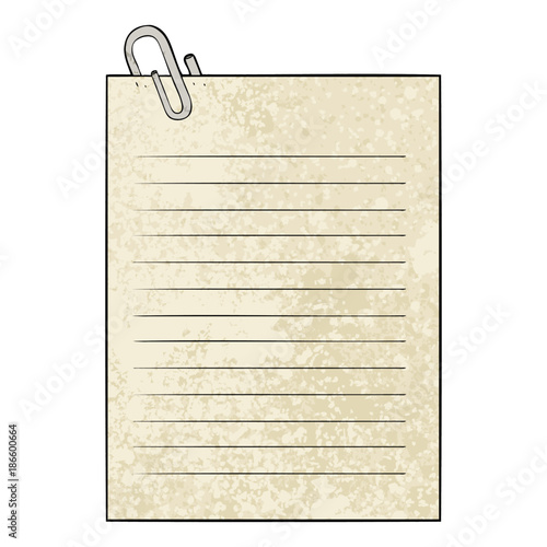 cartoon lined paper with paperclip