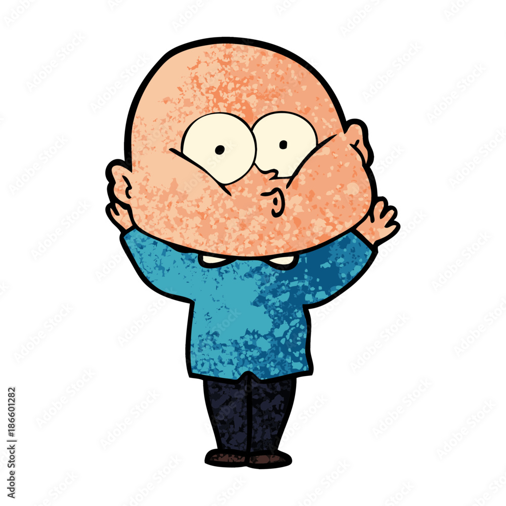 cartoon bald man staring