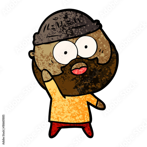 cartoon bearded man holding up hand