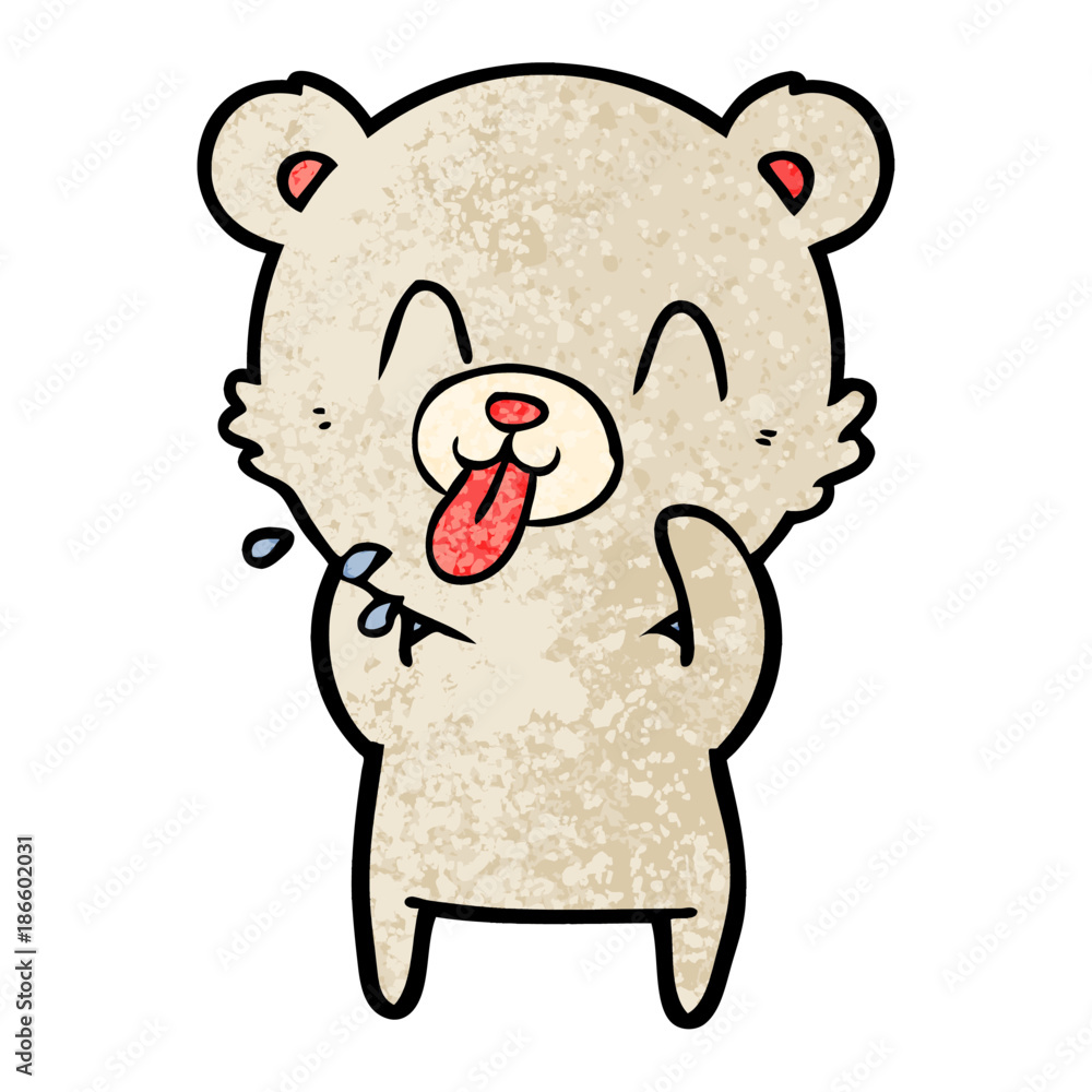 Obraz premium rude cartoon polar bear sticking out tongue