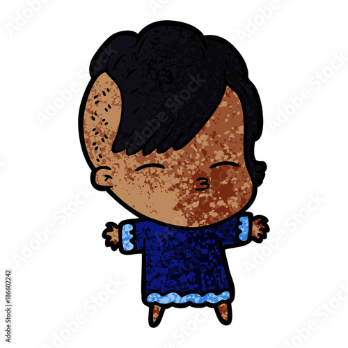 cartoon squinting girl