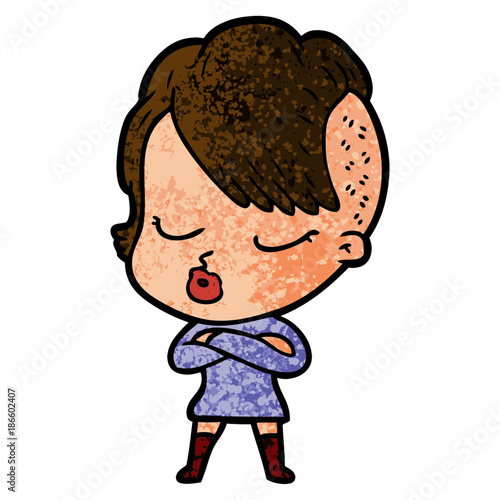 cartoon pretty hipster girl