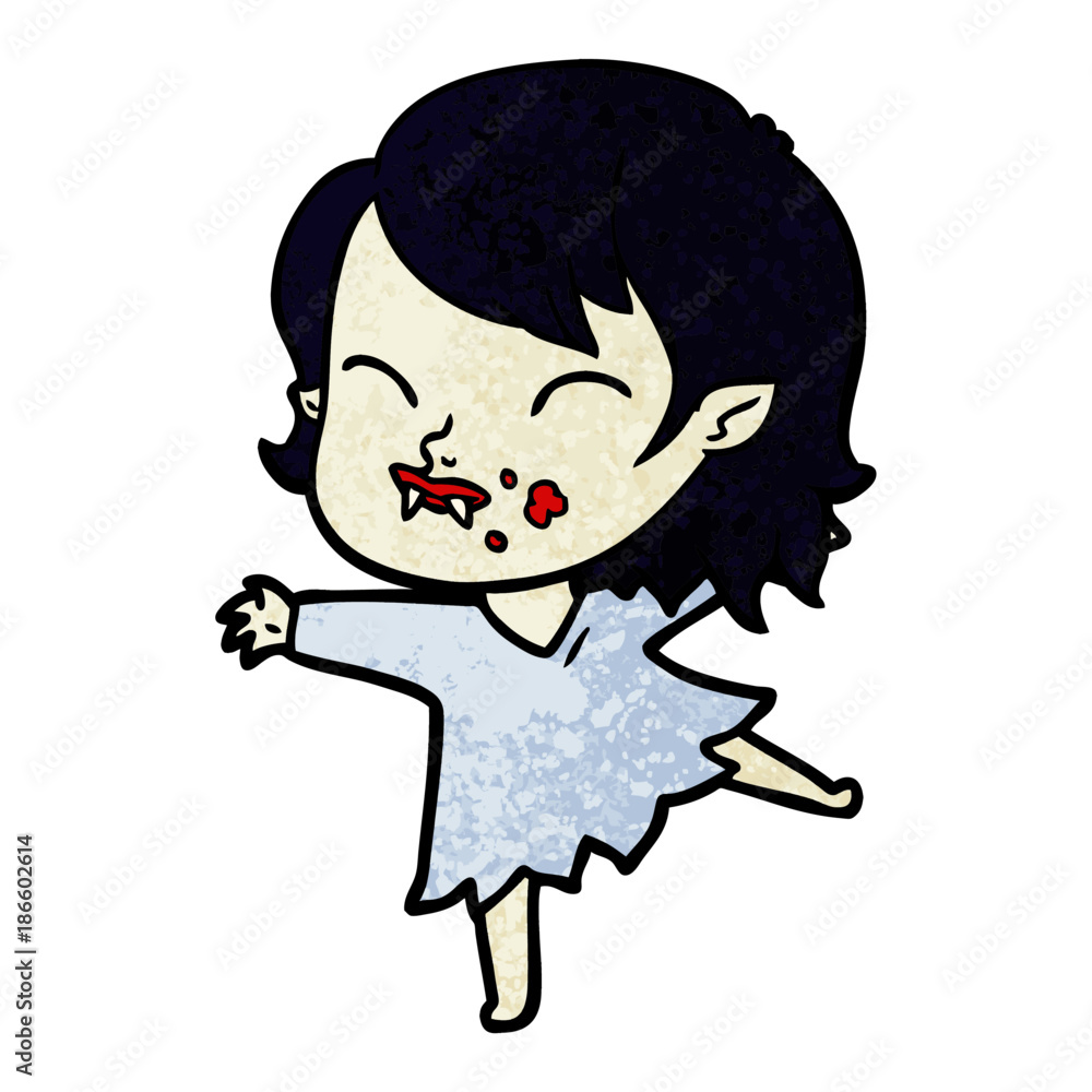 cartoon vampire girl with blood on cheek cartoon vampire girl with blood on cheek