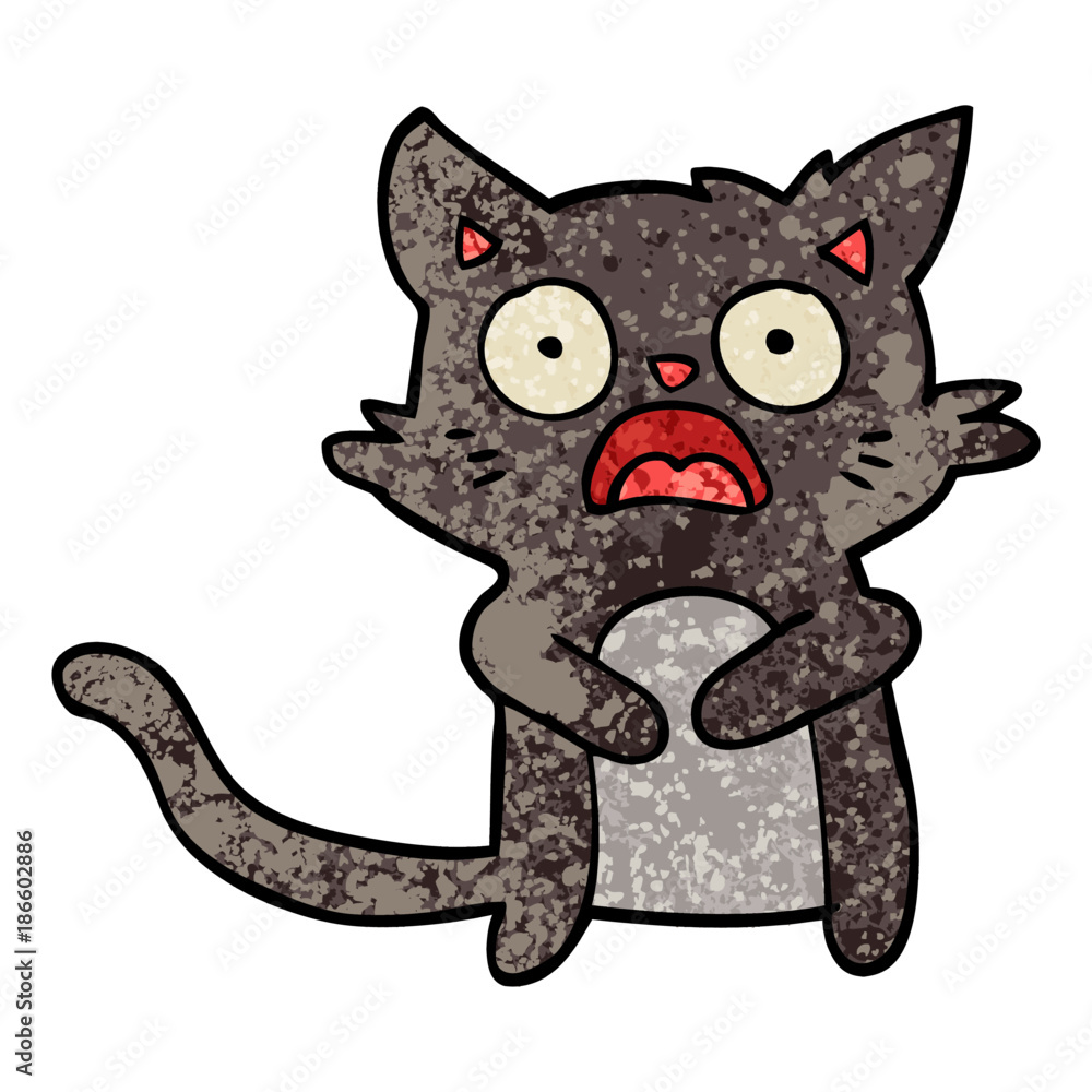 Obraz premium cartoon horrified cat